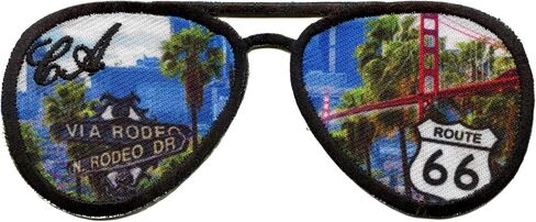 California Landmarks Sunglasses Patch Golden State Travel Embroidered Iron On in Saudi Arabia