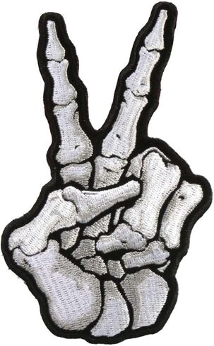 Hot Leathers 3" x 5" Skeleton Peace Sign Patch PPA9090-3 Width x 5 Height Inches in Saudi Arabia