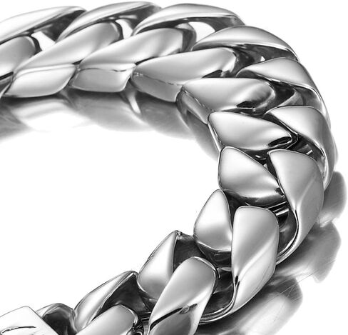 Urban Jewelry Massive 316L Stainless Steel Silver Color Link Chain Bracelet 8.3 Inches in Saudi Arabia