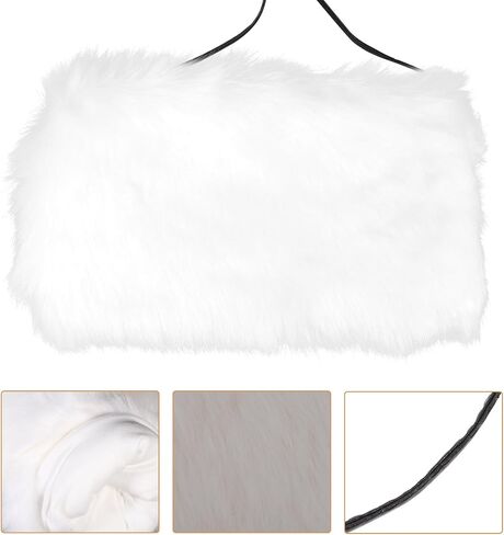 SUPVOX Imitation Fox Fur Hand Warmer Winter Mittens Girls Faux Arm Warmers Heated Mittens for Women Faux Wrist Cuffs Faux Ear Muffs Hand Muffs for Pouch White Man Donut Faux Fur Keep Warm in Saudi Arabia