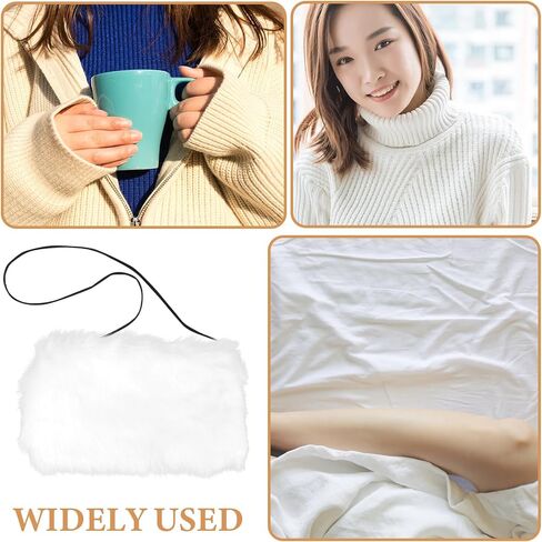 SUPVOX Imitation Fox Fur Hand Warmer Winter Mittens Girls Faux Arm Warmers Heated Mittens for Women Faux Wrist Cuffs Faux Ear Muffs Hand Muffs for Pouch White Man Donut Faux Fur Keep Warm in Saudi Arabia
