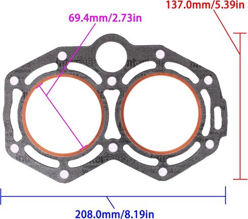 Outboard Engine 346-01005-3/2/0 346010053M/2M/0M Cylinder Head Gasket for Tohatsu for Nissan M NS 25HP 30HP M25 M30 / 27-8129391 812939014 8M0065584 8M0119224 for Mercury Mercruiser Quicksilver in Saudi Arabia