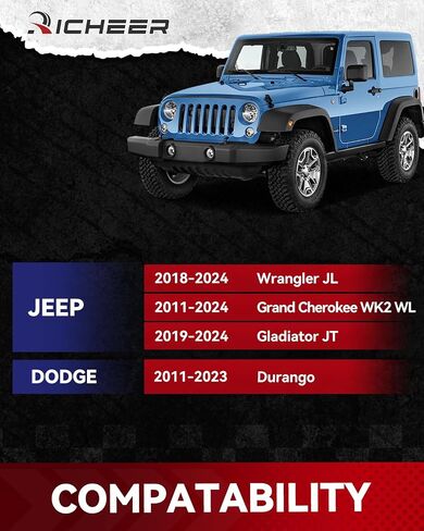 Richeer 1.5 بوصة 5x5 فواصل العجلات لعام 2018-2024 Wrangler JL ، 2011-2024 Grand Cherokee WK2 WL ، 2019-2024 Gladiator JT ، 2011-2023 Durango ، 5x127mm Forged Wheel Spacer مع 14x1.5 studs & 71.5mm bore in Kuwait