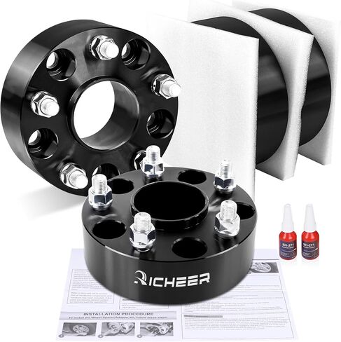 Richeer 1.5 بوصة 5x5 فواصل العجلات لعام 2018-2024 Wrangler JL ، 2011-2024 Grand Cherokee WK2 WL ، 2019-2024 Gladiator JT ، 2011-2023 Durango ، 5x127mm Forged Wheel Spacer مع 14x1.5 studs & 71.5mm bore in Kuwait