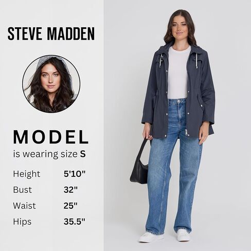 Steve Madden Rain Jacket Women - Anorak مقاومة للماء معطف المطر المعاطف ، معاطف المطر للمرأة الرياح in Saudi Arabia