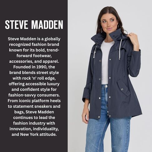 Steve Madden Rain Jacket Women - Anorak مقاومة للماء معطف المطر المعاطف ، معاطف المطر للمرأة الرياح in Saudi Arabia
