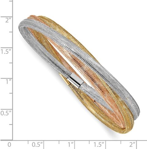 14k Tri Three Color Gold Stretch Mesh Three Intertwined Bangle Cuff Bracelet in Saudi Arabia