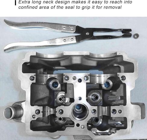 Car Valve Seal Pliers, 27cm/10.5in Valve Stem Seals Removal Tool with Ergonomic Grip, Narrow Access Oil Seal Pliers for Motorcycle ATV Small Engine Vehicle, Car Accessories in Saudi Arabia
