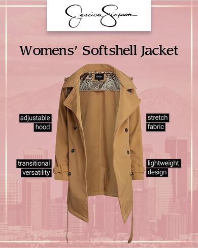 Jessica Simpson Womens Softshell Jacket - معطف الخندق المبطن خفيفة الوزن مضاد للماء in Saudi Arabia