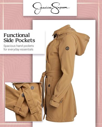 Jessica Simpson Womens Softshell Jacket - معطف الخندق المبطن خفيفة الوزن مضاد للماء in Saudi Arabia