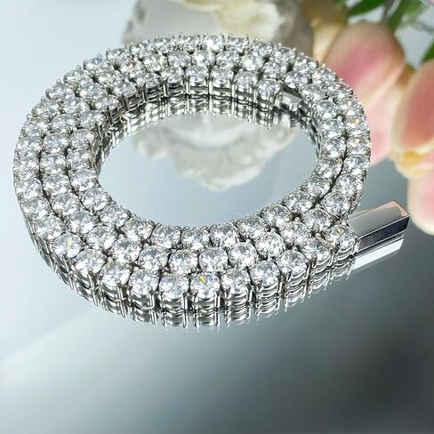 قلادة تنس للرجال والنساء من الفولاذ المقاوم للصدأ سلسلة تنس 4/ 5 مم 1 صف شوكة 5A+ زركونيا مكعب لا تتلاشى أبدًا مثلج خارج سلسلة قلادة أو سوار مجوهرات الهيب هوب - مع صندوق هدية in Kuwait