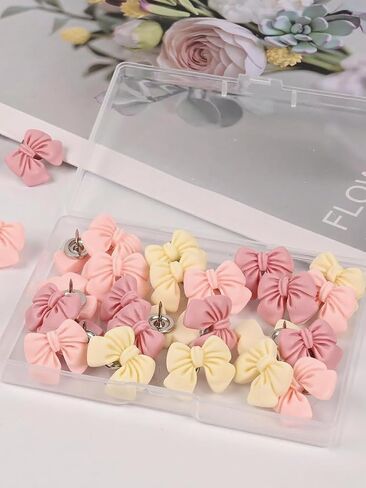 Push Pins for Cork Board – Cuttte 30Pcs Decorative Bow Push Pins with Case, Cute Thumb Tacks and Pushpins for Bulletin Board, Photos Wall, Office and Home Decor in Saudi Arabia