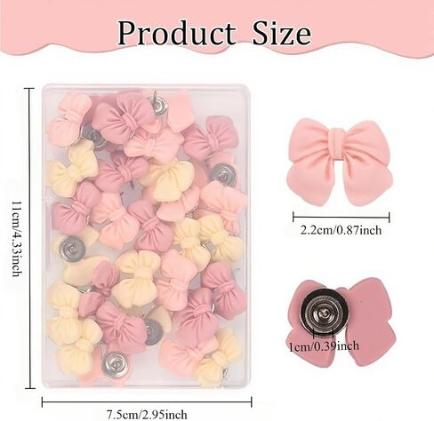 Push Pins for Cork Board – Cuttte 30Pcs Decorative Bow Push Pins with Case, Cute Thumb Tacks and Pushpins for Bulletin Board, Photos Wall, Office and Home Decor in Saudi Arabia