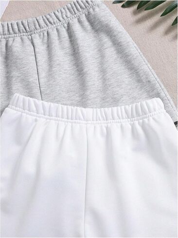 SOLY HUX Girl's Summer Casual Sweat Shorts 2 Packs Elastic Waist Wide Leg Short Pants with Pocket in Saudi Arabia