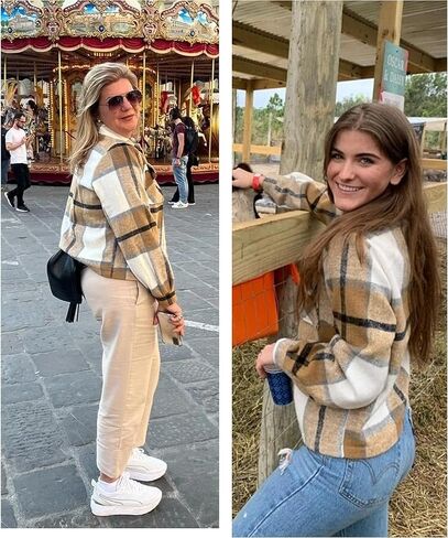 uaneo womens blaid shacket button blaid button أسفل سترة قميص قصير الفانيلا مع جيوب in Saudi Arabia