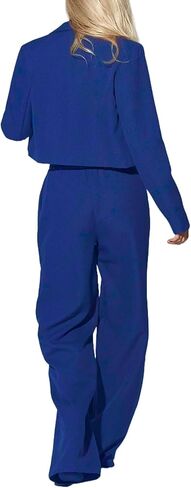 Womens Business Casual Blazer Sets Oversized Cropped Blazer Jackets Wide Leg Work Pants Suit Sets Work Clothes in Kuwait