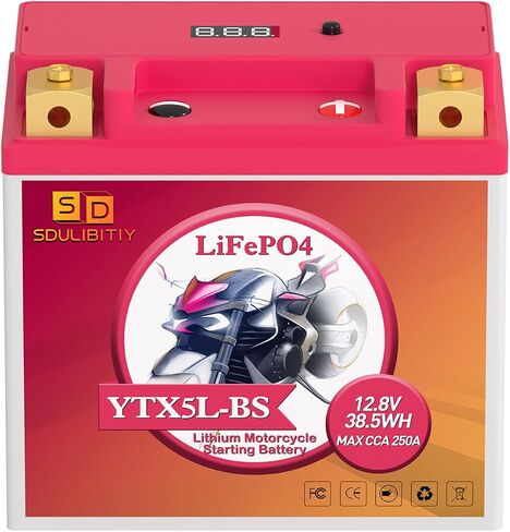 YTX5L-BS Lithium Motorcycle Battery LiFePO4 Powersport 12.8V 3Ah 250CCA Replacement Motorcycle, ATV, UTV, Scooter, 4 Wheeler in Saudi Arabia