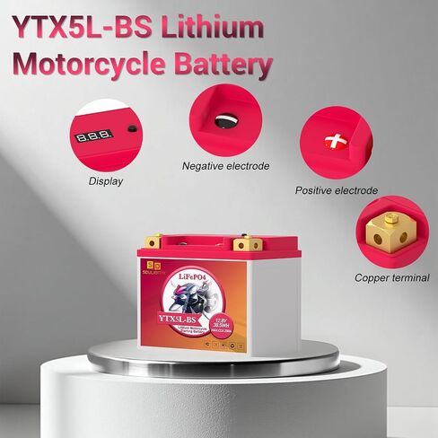 YTX5L-BS Lithium Motorcycle Battery LiFePO4 Powersport 12.8V 3Ah 250CCA Replacement Motorcycle, ATV, UTV, Scooter, 4 Wheeler in Saudi Arabia