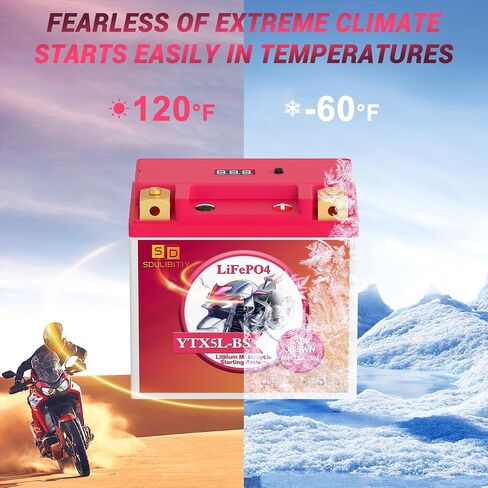 YTX5L-BS Lithium Motorcycle Battery LiFePO4 Powersport 12.8V 3Ah 250CCA Replacement Motorcycle, ATV, UTV, Scooter, 4 Wheeler in Saudi Arabia