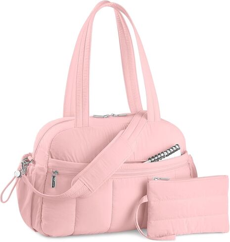 حقيبة Duffel Topdesign Travel للنساء ، حقيبة Gym Pushy Puffer Gym Sports مع الجيب الرطب ، تحمل في أسبوع مع غلاف الأمتعة (أسود) in Kuwait