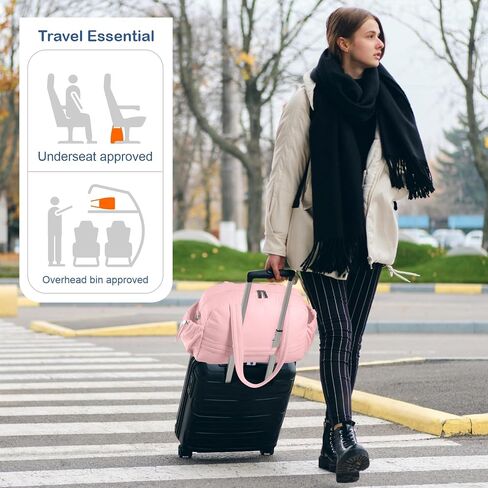 حقيبة Duffel Topdesign Travel للنساء ، حقيبة Gym Pushy Puffer Gym Sports مع الجيب الرطب ، تحمل في أسبوع مع غلاف الأمتعة (أسود) in Kuwait