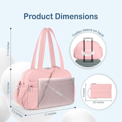 حقيبة Duffel Topdesign Travel للنساء ، حقيبة Gym Pushy Puffer Gym Sports مع الجيب الرطب ، تحمل في أسبوع مع غلاف الأمتعة (أسود) in Kuwait