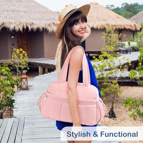 حقيبة Duffel Topdesign Travel للنساء ، حقيبة Gym Pushy Puffer Gym Sports مع الجيب الرطب ، تحمل في أسبوع مع غلاف الأمتعة (أسود) in Kuwait