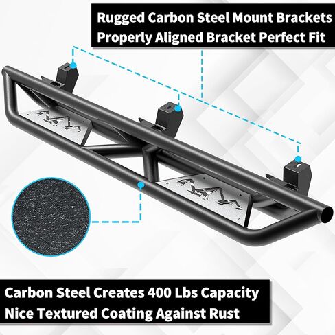 MONOKING for Gladiator JT Side Steps DIY Paintable Closely Contoured Nerf Bars Compatible for 2019-2025 Gladiator JT 4 Door Off Road Front and Rear Drop Down Side Rail Steps in Kuwait