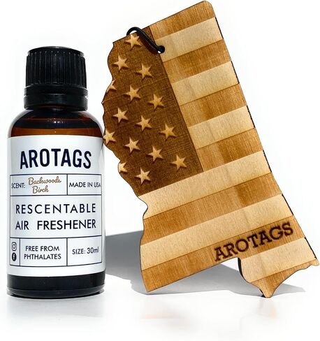 Arotags Car Air Freshener - Reusable Wood Diffuser - Hanging Odor Eliminator - Alabama Patriot - Cool Breeze Scent in Kuwait