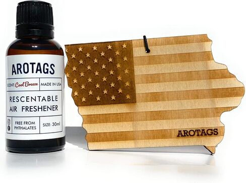 Arotags Car Air Freshener - Reusable Wood Diffuser - Hanging Odor Eliminator - Alabama Patriot - Cool Breeze Scent in Kuwait