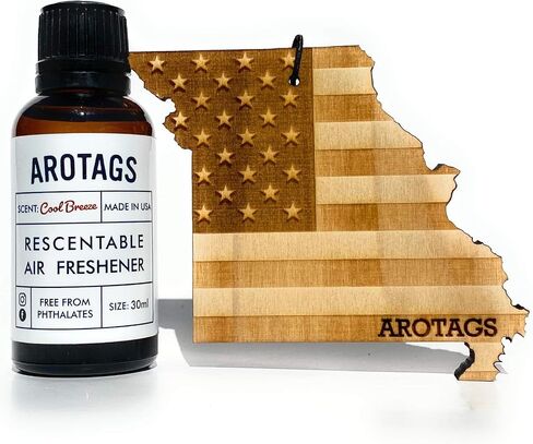 Arotags Car Air Freshener - Reusable Wood Diffuser - Hanging Odor Eliminator - Alabama Patriot - Cool Breeze Scent in Kuwait