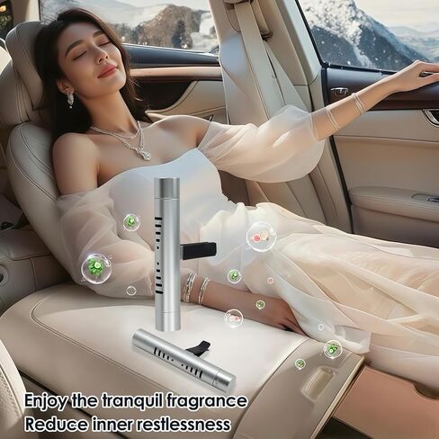 2 Pcs Car Air Essential Oil Diffuser Vent Clip with 12 Pcs Odorless Refill Sticks, Premium Aluminum Air Freshener Diffuser Suitable for Cars, Office, Kitchen, Bathroom, Pet Houses (Sliver) in Kuwait