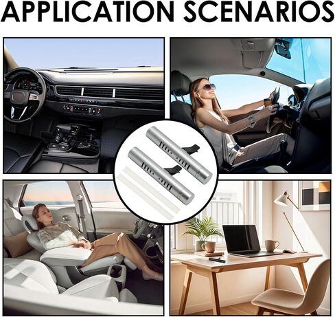 2 Pcs Car Air Essential Oil Diffuser Vent Clip with 12 Pcs Odorless Refill Sticks, Premium Aluminum Air Freshener Diffuser Suitable for Cars, Office, Kitchen, Bathroom, Pet Houses (Sliver) in Kuwait