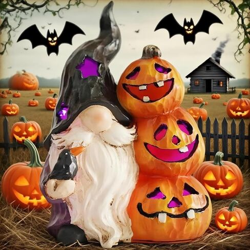 Hodao Halloween Gnome Pumpkin تماثيل رائعة للخريف السويدي Elf Dwarf - زخارف اليقطين للطاولة لديكور المنزل الداخلي - إضافة مثالية لديكور الهالوين الخاص بك (اللون 1) in Saudi Arabia