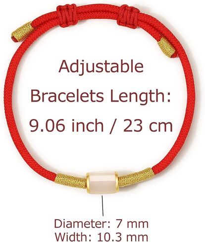 999 24K Solid Gold Bracelets for Women, Real Pure Gold Bracelet Adjustable Friendship Trendy White Black Jade Jewelry Red Braided Bracelet for Women Men Friend Mom Girlfriend in Saudi Arabia