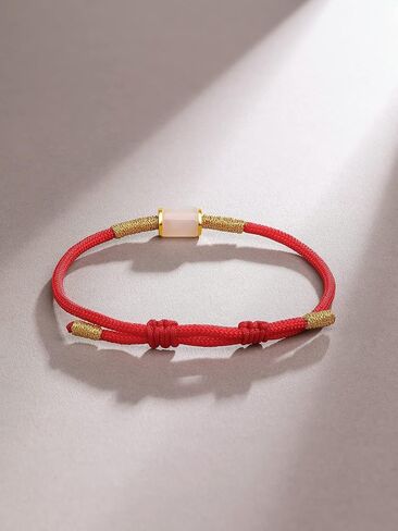 999 24K Solid Gold Bracelets for Women, Real Pure Gold Bracelet Adjustable Friendship Trendy White Black Jade Jewelry Red Braided Bracelet for Women Men Friend Mom Girlfriend in Saudi Arabia