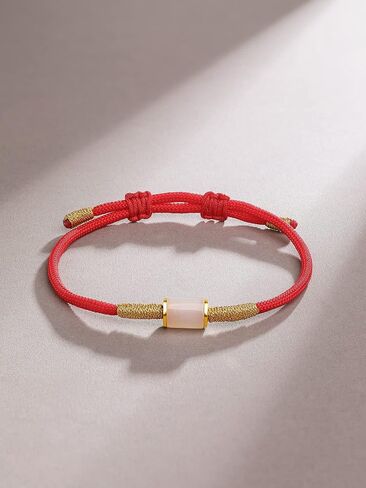 999 24K Solid Gold Bracelets for Women, Real Pure Gold Bracelet Adjustable Friendship Trendy White Black Jade Jewelry Red Braided Bracelet for Women Men Friend Mom Girlfriend in Saudi Arabia