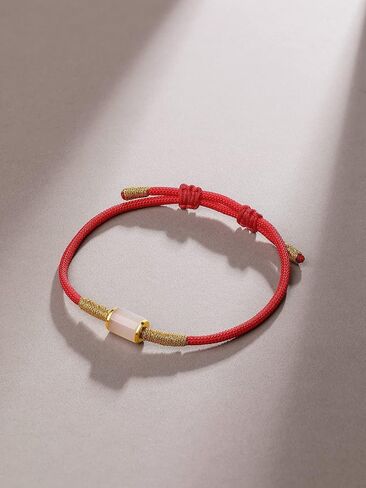 999 24K Solid Gold Bracelets for Women, Real Pure Gold Bracelet Adjustable Friendship Trendy White Black Jade Jewelry Red Braided Bracelet for Women Men Friend Mom Girlfriend in Saudi Arabia