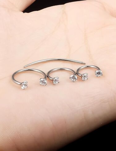 Oufksiyy F136 Titanium Surgical Implant grade Horseshoe Nose Ring 20G 18G 16G Septum Rings 8mm 10mm 12MM Double Gem Rook Daith Hoop Earrings Horse Shone Lip Ring For Woemn Men in Saudi Arabia