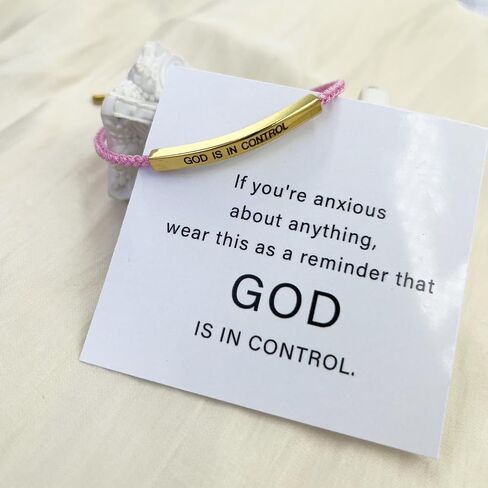 Gold is in Control Bracelet for Men Women Adjustable Braided Stainless Steel Bracelet Engraving Inspirational Christian Faith Bracelets Christmas Birthday Gifts Jewelry in Kuwait
