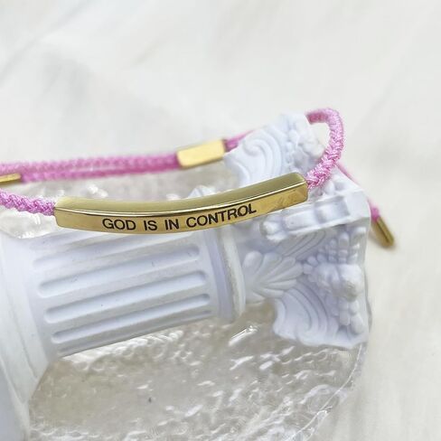 Gold is in Control Bracelet for Men Women Adjustable Braided Stainless Steel Bracelet Engraving Inspirational Christian Faith Bracelets Christmas Birthday Gifts Jewelry in Kuwait