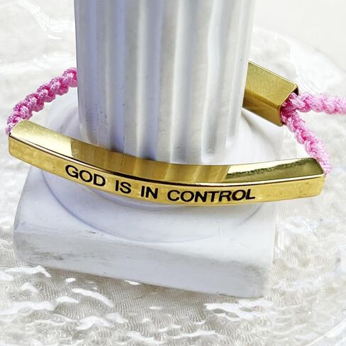Gold is in Control Bracelet for Men Women Adjustable Braided Stainless Steel Bracelet Engraving Inspirational Christian Faith Bracelets Christmas Birthday Gifts Jewelry in Kuwait
