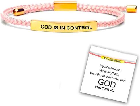 Gold is in Control Bracelet for Men Women Adjustable Braided Stainless Steel Bracelet Engraving Inspirational Christian Faith Bracelets Christmas Birthday Gifts Jewelry in Kuwait