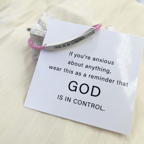 Gold is in Control Bracelet for Men Women Adjustable Braided Stainless Steel Bracelet Engraving Inspirational Christian Faith Bracelets Christmas Birthday Gifts Jewelry in Kuwait