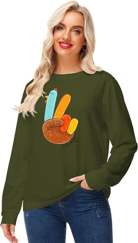 Aobute Womens Halloween Long Sweeve Sweatshirts عيد الشكر طباعة قمم غير رسمية in Saudi Arabia
