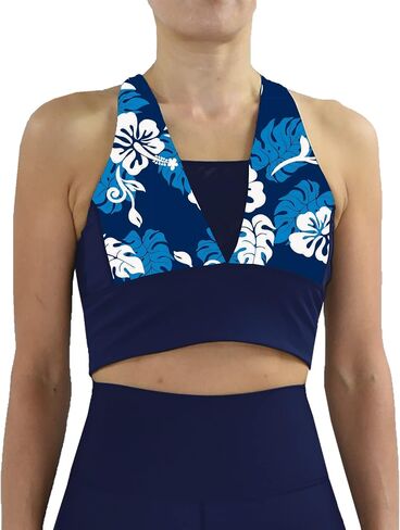 Private Island Women UPF 50+ Swim Crop Tank Bra Short Top Sports Bras Swimsuit Rash Guard (RCRST) in Kuwait