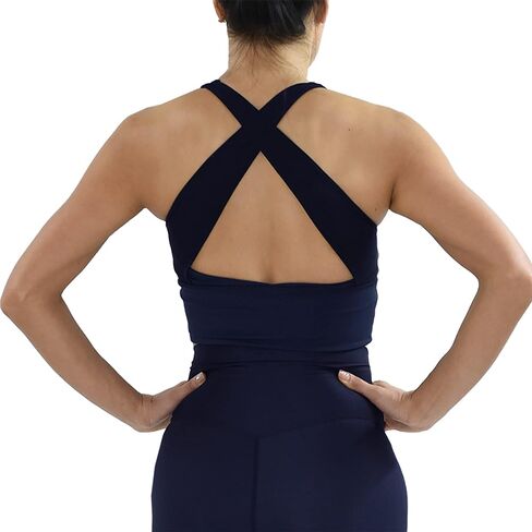 Private Island Women UPF 50+ Swim Crop Tank Bra Short Top Sports Bras Swimsuit Rash Guard (RCRST) in Kuwait