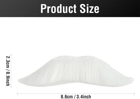 WILDREEDS Self Adhesive Fake Mustache, Novelty Realistic Facial Hair for Adults, Costume Accessory for Halloween and Festival Party (White) in Saudi Arabia