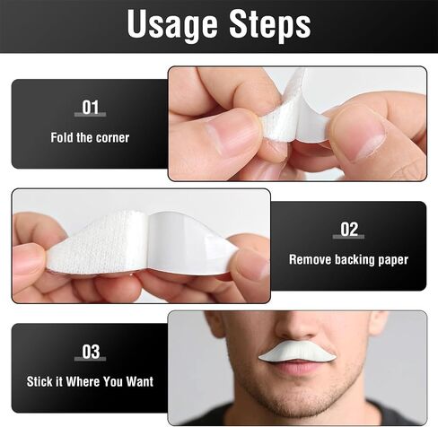WILDREEDS Self Adhesive Fake Mustache, Novelty Realistic Facial Hair for Adults, Costume Accessory for Halloween and Festival Party (White) in Saudi Arabia