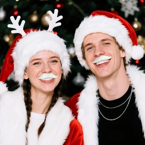 WILDREEDS Self Adhesive Fake Mustache, Novelty Realistic Facial Hair for Adults, Costume Accessory for Halloween and Festival Party (White) in Saudi Arabia